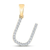 10kt Yellow Gold Womens Round Diamond U Initial Letter Pendant 1/6 Cttw