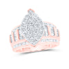 10kt Rose Gold Baguette Diamond Cluster Bridal Wedding Engagement Ring 2 Cttw
