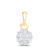 14kt Yellow Gold Womens Round Diamond Flower Cluster Pendant 1/4 Cttw