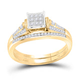 14kt Yellow Gold Round Diamond Bridal Wedding Ring Band Set 1/5 Cttw