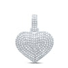 10kt White Gold Womens Round Diamond Charmed Heart Pendant 3/4 Cttw