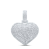 10kt White Gold Womens Round Diamond Charmed Heart Pendant 3/4 Cttw