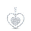 10kt White Gold Womens Round Diamond Heart Pendant 1/3 Cttw