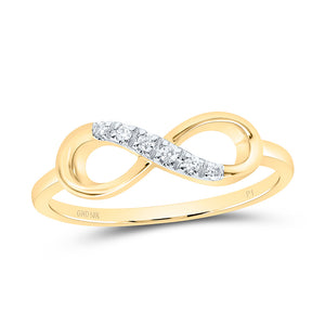 10kt Yellow Gold Womens Round Diamond Infinity Ring 1/20 Cttw