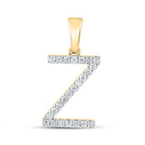 10kt Yellow Gold Womens Round Diamond Z Initial Letter Pendant 1/5 Cttw