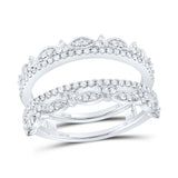 14kt White Gold Womens Round Diamond Wrap Enhancer Wedding Band 1/2 Cttw