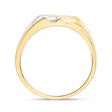 10kt Two-tone Gold Mens Round Diamond Wedding Band Ring 1/8 Cttw