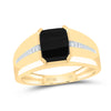 10kt Yellow Gold Mens Cushion Onyx Diamond Band Ring 2 Cttw