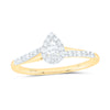10kt Yellow Gold Womens Round Diamond Teardrop Halo Promise Ring 1/5 Cttw