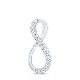 10kt White Gold Womens Round Diamond Infinity Pendant 1/10 Cttw