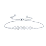 Sterling Silver Womens Round Diamond Infinity Bolo Bracelet 1/20 Cttw