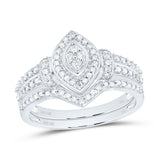 10kt White Gold Round Diamond Bridal Wedding Ring Band Set 1/5 Cttw