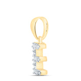 10kt Yellow Gold Womens Round Diamond E Initial Letter Pendant 1/20 Cttw