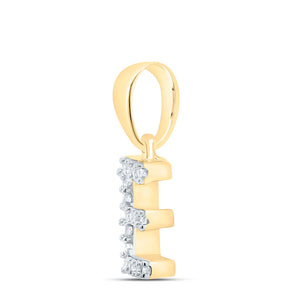 10kt Yellow Gold Womens Round Diamond E Initial Letter Pendant 1/20 Cttw