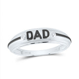 10kt White Gold Mens Round Diamond DAD Band Ring .01 Cttw