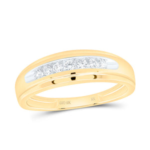 10kt Yellow Gold Womens Round Diamond Single Row Channel-set Band Ring 1/6 Cttw
