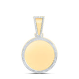 10kt Yellow Gold Mens Round Diamond Picture Memory Circle Charm Pendant 3/8 Cttw