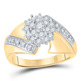 10kt Yellow Gold Womens Round Diamond Flower Cluster Ring 1/2 Cttw