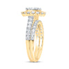 10kt Yellow Gold Round Diamond Oval Bridal Wedding Ring Band Set 1-5/8 Cttw