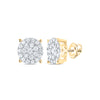 10kt Yellow Gold Womens Round Diamond Cluster Earrings 1-1/2 Cttw