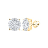 10kt Yellow Gold Womens Round Diamond Cluster Earrings 1-1/2 Cttw
