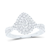 14kt White Gold Pear Diamond Halo Bridal Wedding Engagement Ring 1 Cttw