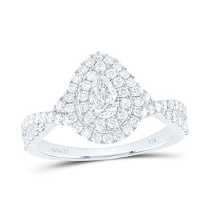 14kt White Gold Pear Diamond Halo Bridal Wedding Engagement Ring 1 Cttw