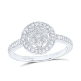 Sterling Silver Womens Round Diamond Flower Cluster Ring 1/8 Cttw