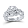 14kt White Gold Round Diamond Bridal Wedding Ring Band Set 1 Cttw