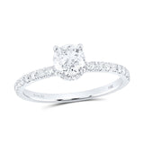 14kt White Gold Round Diamond Solitaire Bridal Wedding Engagement Ring 1 Cttw