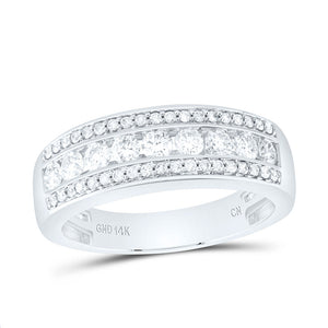 14kt White Gold Mens Round Diamond Band Ring 1 Cttw