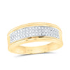10kt Yellow Gold Mens Round Diamond Wedding Triple Row Band Ring 1/10 Cttw
