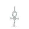 10kt Yellow Gold Mens Round Diamond Ankh Cross Charm Pendant 1/5 Cttw