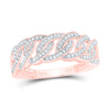 10kt Rose Gold Mens Round Diamond Curb Link Band Ring 1/4 Cttw