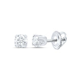 14kt White Gold Womens Round Diamond Solitaire Earrings 1/5 Cttw