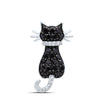 10kt White Gold Womens Round Black Color Enhanced Diamond Cat Animal Pendant 1/3 Cttw