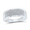 10k White Gold Mens Round Diamond Micropave Wedding Anniversary Band Ring 1/3 Cttw