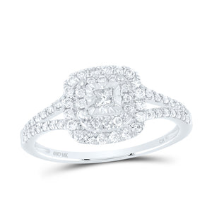 10kt White Gold Womens Round Diamond Square Ring 3/8 Cttw