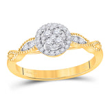 14kt Yellow Gold Womens Round Diamond Halo Circle Cluster Ring 1/3 Cttw