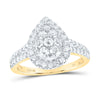10kt Yellow Gold Womens Round Diamond Teardrop Cluster Ring 1 Cttw