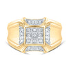 10kt Yellow Gold Mens Round Diamond Cluster Ring 1/4 Cttw