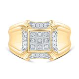 10kt Yellow Gold Mens Round Diamond Cluster Ring 1/4 Cttw