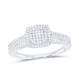 10kt White Gold Round Diamond Cluster Bridal Wedding Engagement Ring 1/4 Cttw