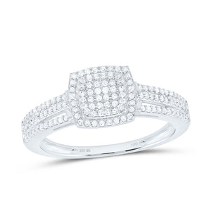 10kt White Gold Round Diamond Cluster Bridal Wedding Engagement Ring 1/4 Cttw