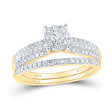 10kt Yellow Gold Round Diamond Bridal Wedding Ring Band Set 1/2 Cttw