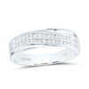 10kt White Gold Mens Round Diamond Wedding Band Ring 1/4 Cttw