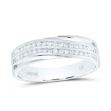 10kt White Gold Mens Round Diamond Wedding Band Ring 1/4 Cttw