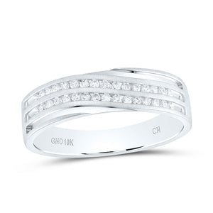 10kt White Gold Mens Round Diamond Wedding Band Ring 1/4 Cttw