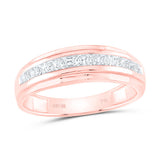 10kt Rose Gold Mens Round Diamond Wedding Band Ring 1/4 Cttw