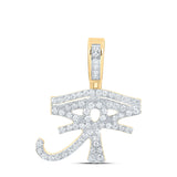10kt Yellow Gold Mens Round Diamond Eye of Ra Charm Pendant 7/8 Cttw